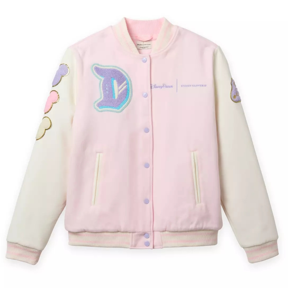 New Stoney Clover Lane Disneyland Varsity Jacket Coat Disney Pink Cream